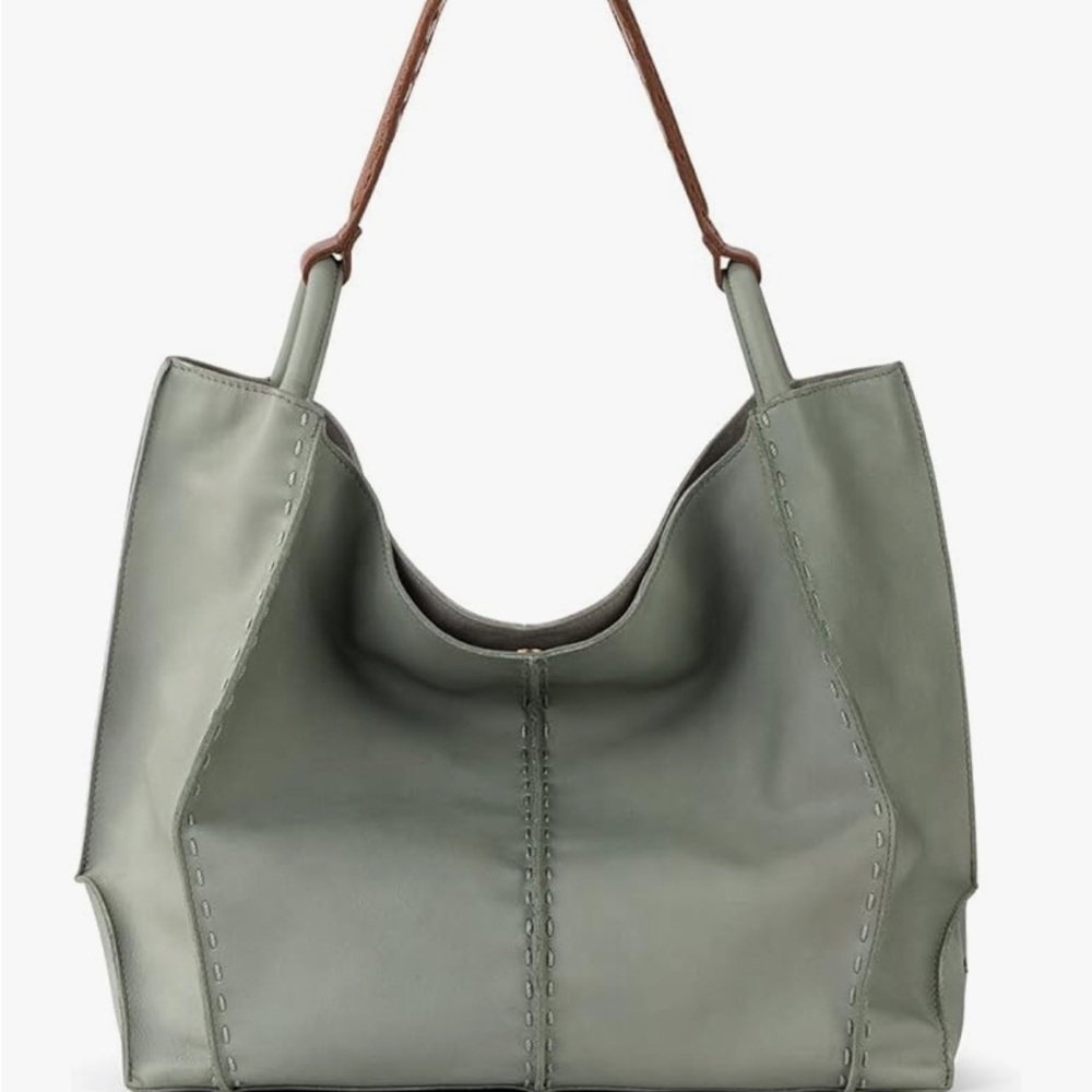 The Sak Los Feliz extra large tote bag.Color is Meadowlark. Blue/green/gray